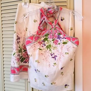 Vintage linen skirt and halter set